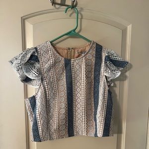 White and blue crop top